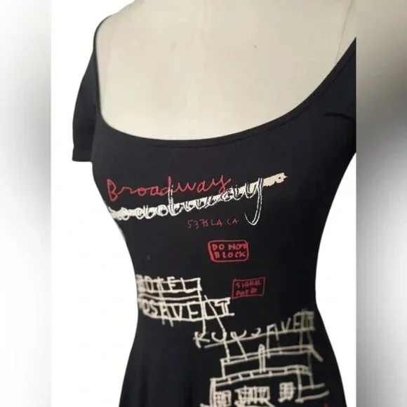 Desigual Broadway Road Artsy Print Black Dress Cotton - Knee Lenght - Picture 10 of 12